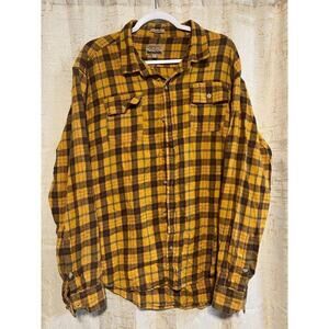 Free Nature Regular Fit Yellow Plaid Button Long Sleeve100% Cotton Men's Size XL
